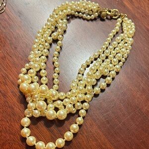 J. Crew Gold Multi-Strand Pearl Necklace